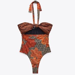 ZARA Multicolored Cut Out One Piece Swimsuit XS, S, M NWT